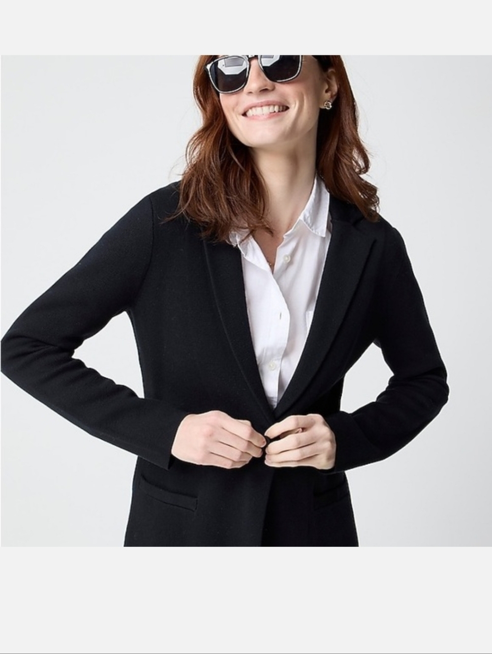 $168 J Crew Schoolboy Sweater Blazer in Black S SMALL